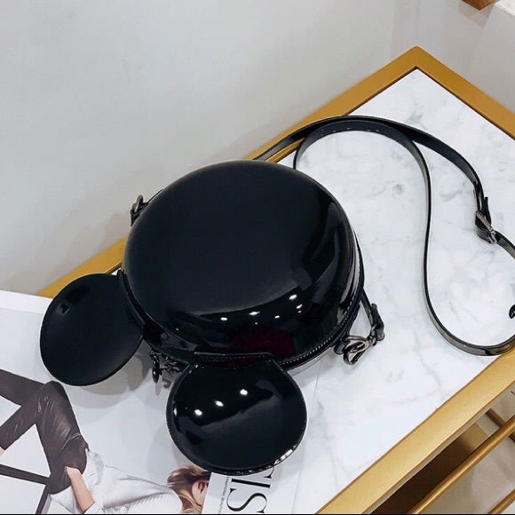 Disney Mickey Mouse Glossy Black Crossbody Purse - Picture 5 of 7